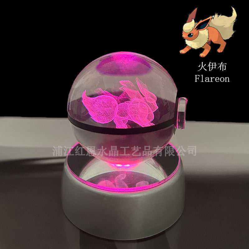 crystal poké ball pokéball 3d pokemon inner carving crystal ball glow ornament birthday gift wholesale