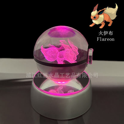 crystal poké ball pokéball 3d pokemon inner carving crystal ball glow ornament birthday gift wholesale