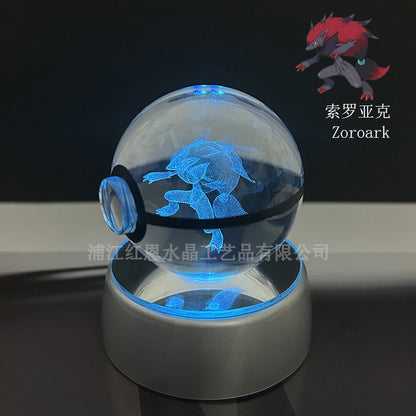 crystal poké ball pokéball 3d pokemon inner carving crystal ball glow ornament birthday gift wholesale