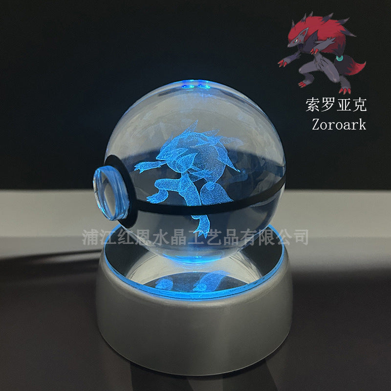 crystal poké ball pokéball 3d pokemon inner carving crystal ball glow ornament birthday gift wholesale