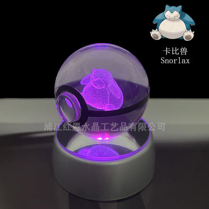 crystal poké ball pokéball 3d pokemon inner carving crystal ball glow ornament birthday gift wholesale