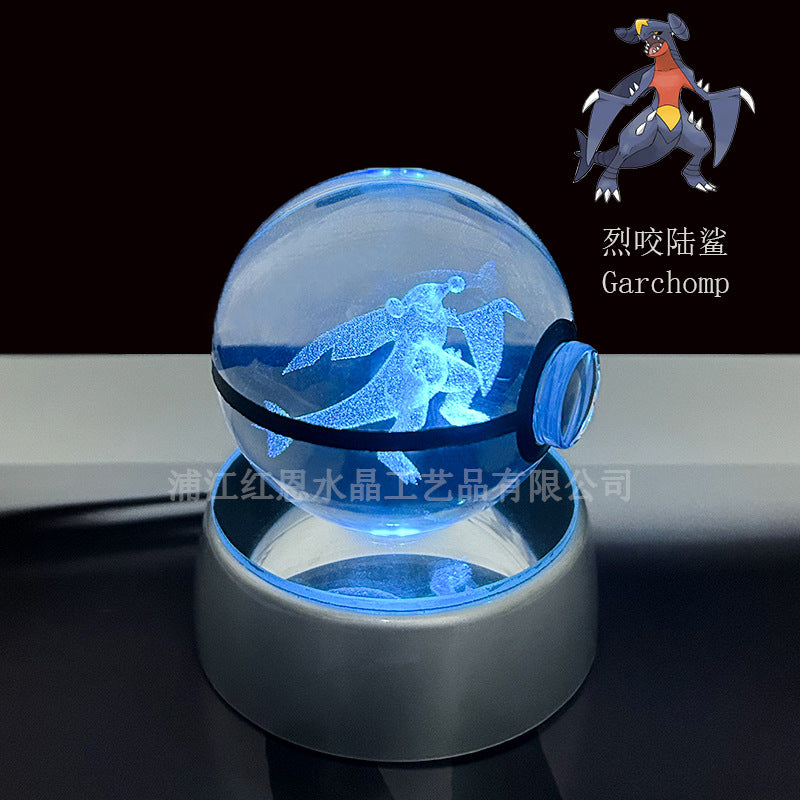 crystal poké ball pokéball 3d pokemon inner carving crystal ball glow ornament birthday gift wholesale