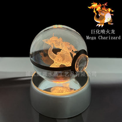 crystal poké ball pokéball 3d pokemon inner carving crystal ball glow ornament birthday gift wholesale