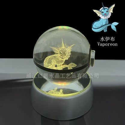 crystal poké ball pokéball 3d pokemon inner carving crystal ball glow ornament birthday gift wholesale